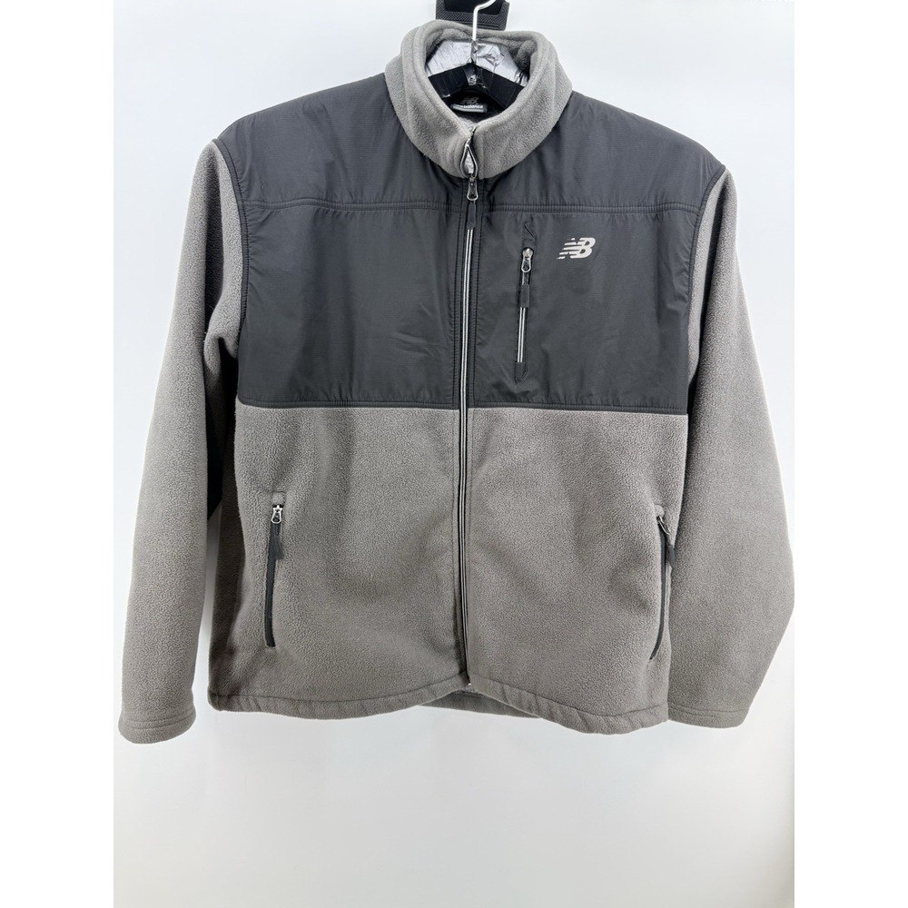 New Balance Jacket Men's XL Black Gray‎ Fleece & Soft Shell Front Full Zip Coat